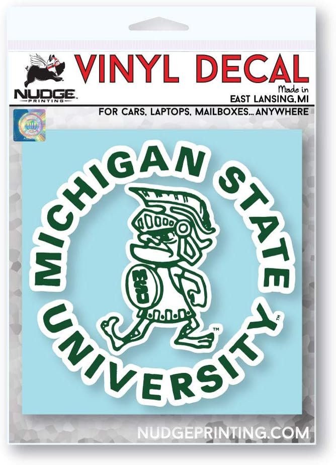 Nudge Printing Collegiate NCAA Car Decal Made from Premium Weatherproof Vinyl (Michigan State Tough Sparty - White) - Image 2